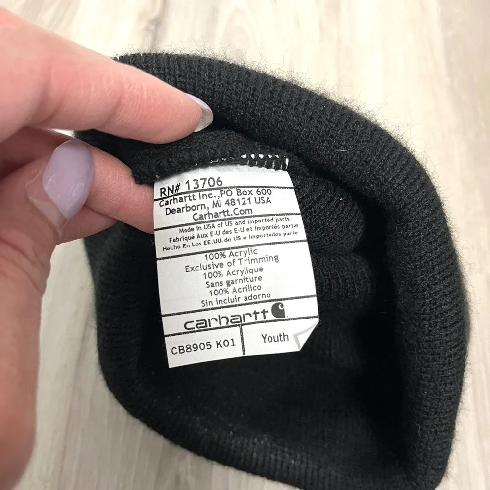 Carhartt Black Knit Beanie Hat in Youth‎ One Size